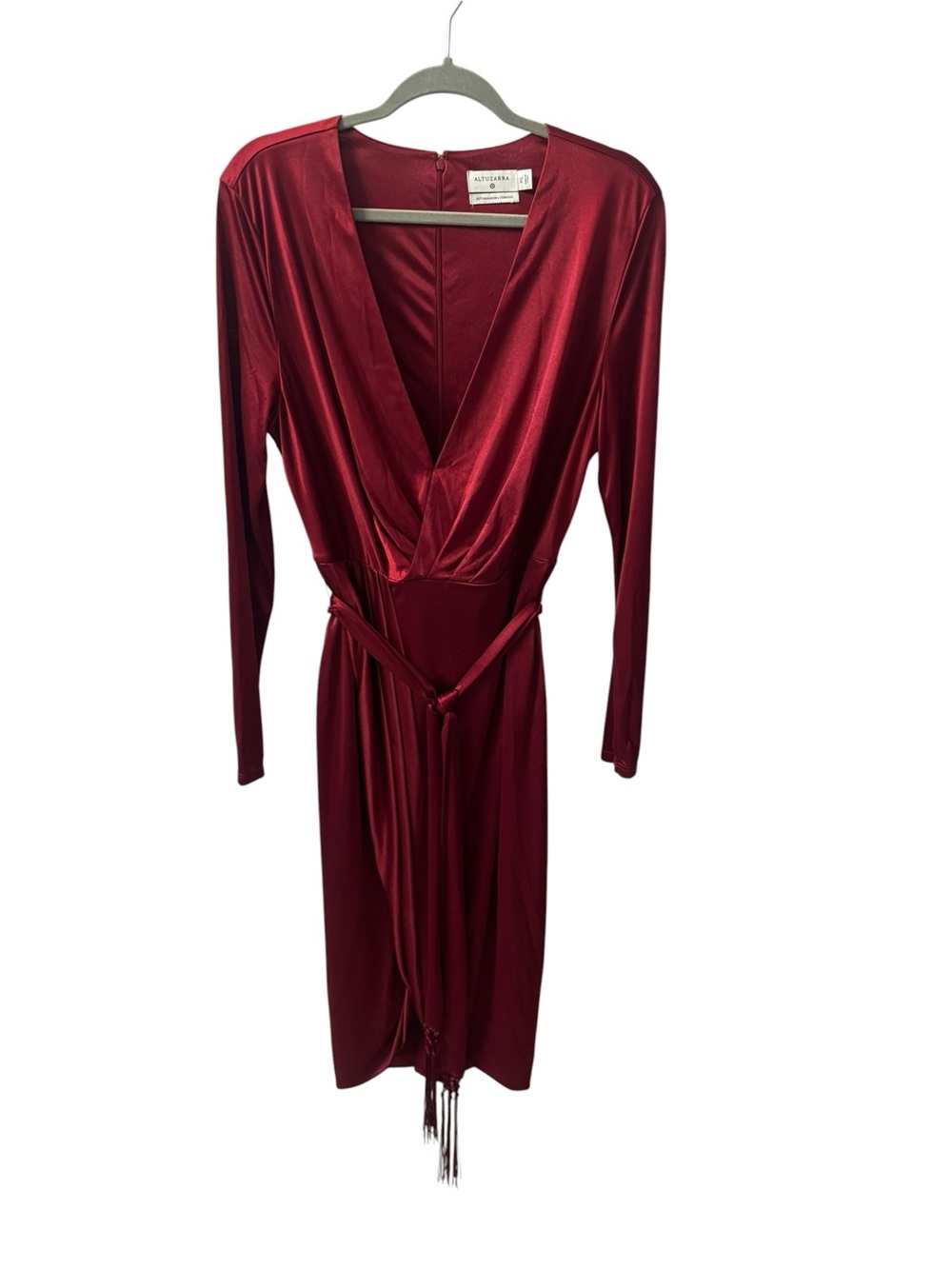 Altuzarra for Target Burgundy Wrap-Style Long Sleeve Midi Dress